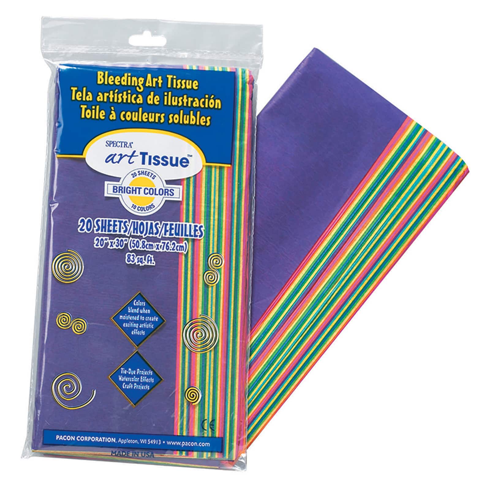 Spectra® Bright Colors Deluxe Bleeding Art Tissue™, 6 Packs of 20