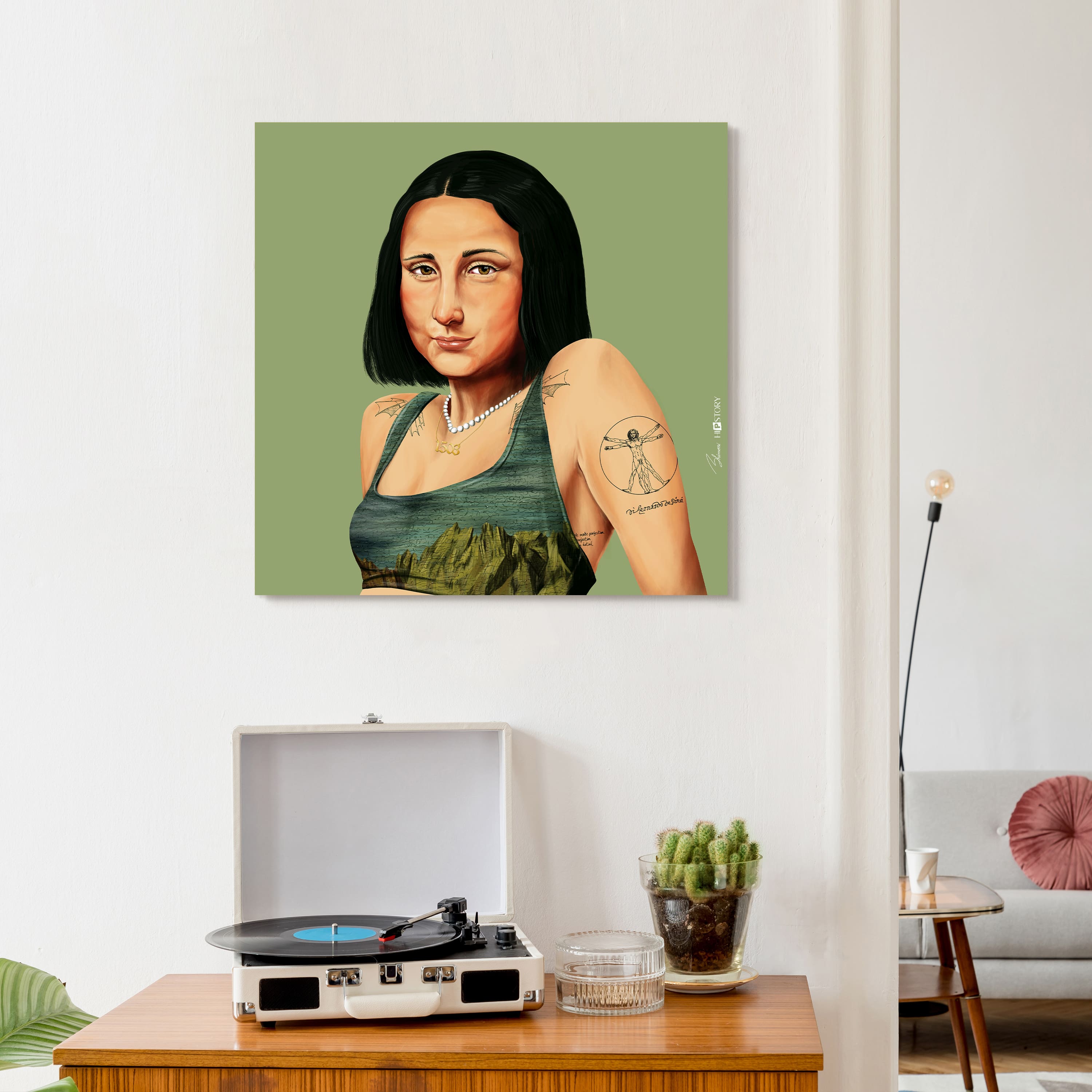 Empire Art Direct Hipstory™ 24" x 24" Hip Mona Lisa Frameless Free Floating Printed Tempered Glass Wall Art