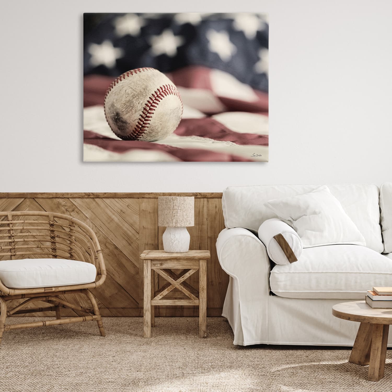 Stupell Industries Baseball & American Flag Canvas Wall Art