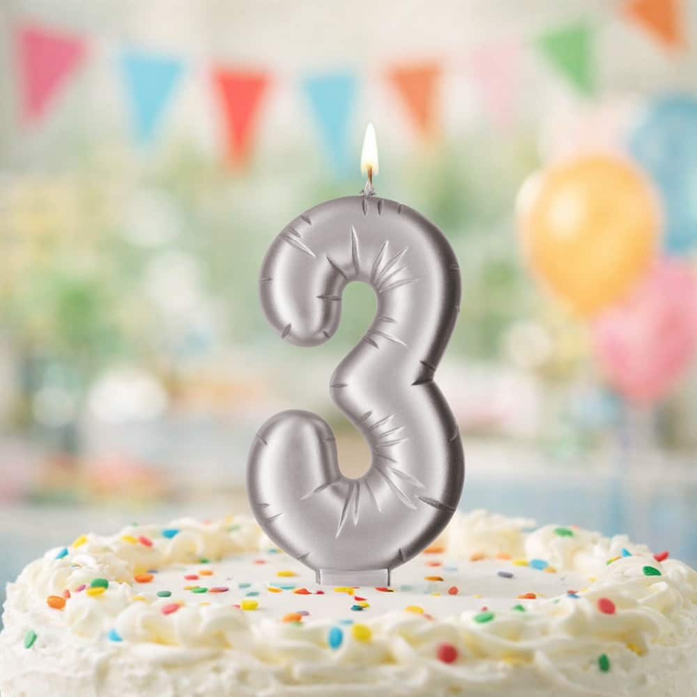 Silver Number Candle by Makery