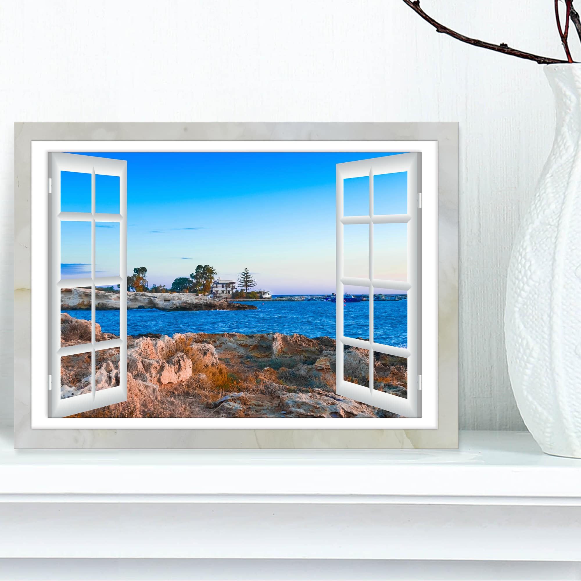 Designart - Open Window to Blue Seashore