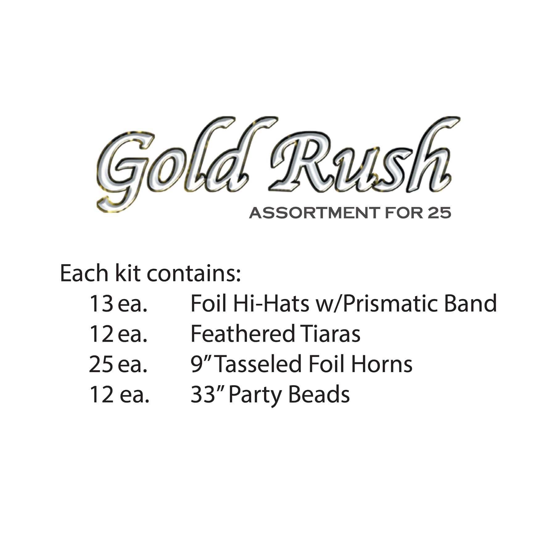 Beistle Gold, Black & White New Year Rush Party Favor Kit for 25