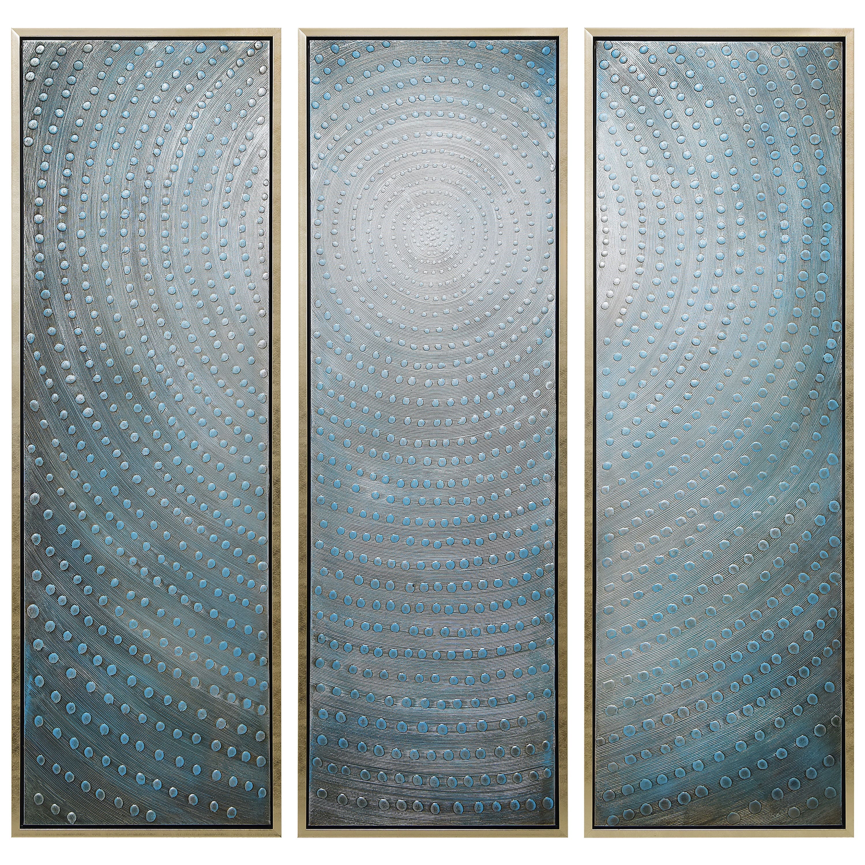 Empire Art Direct 20" x 60" Concentric Textured & Metallic Hand Painted Canvas Wall Art Set