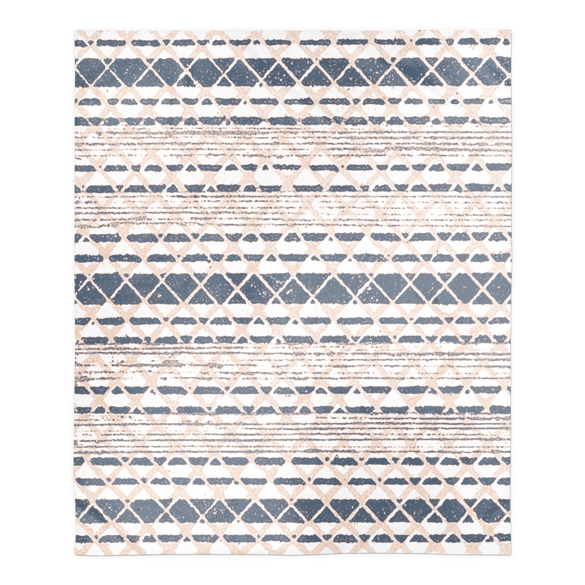 Blush Pink & Blue Woven Pattern Sherpa Fleece Blanket
