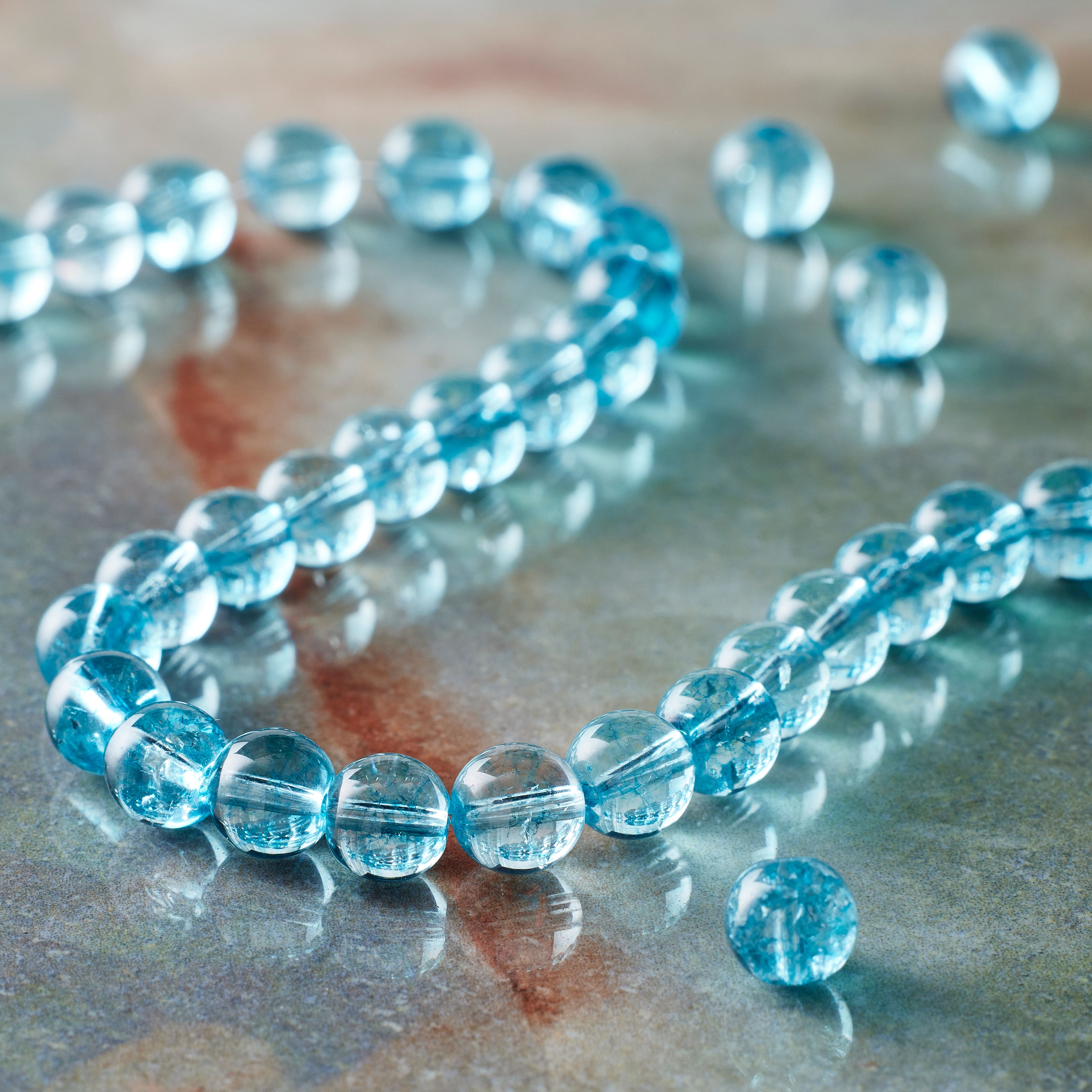 12 Pack: Light Blue Quartz Round Beads by Bead Landing™