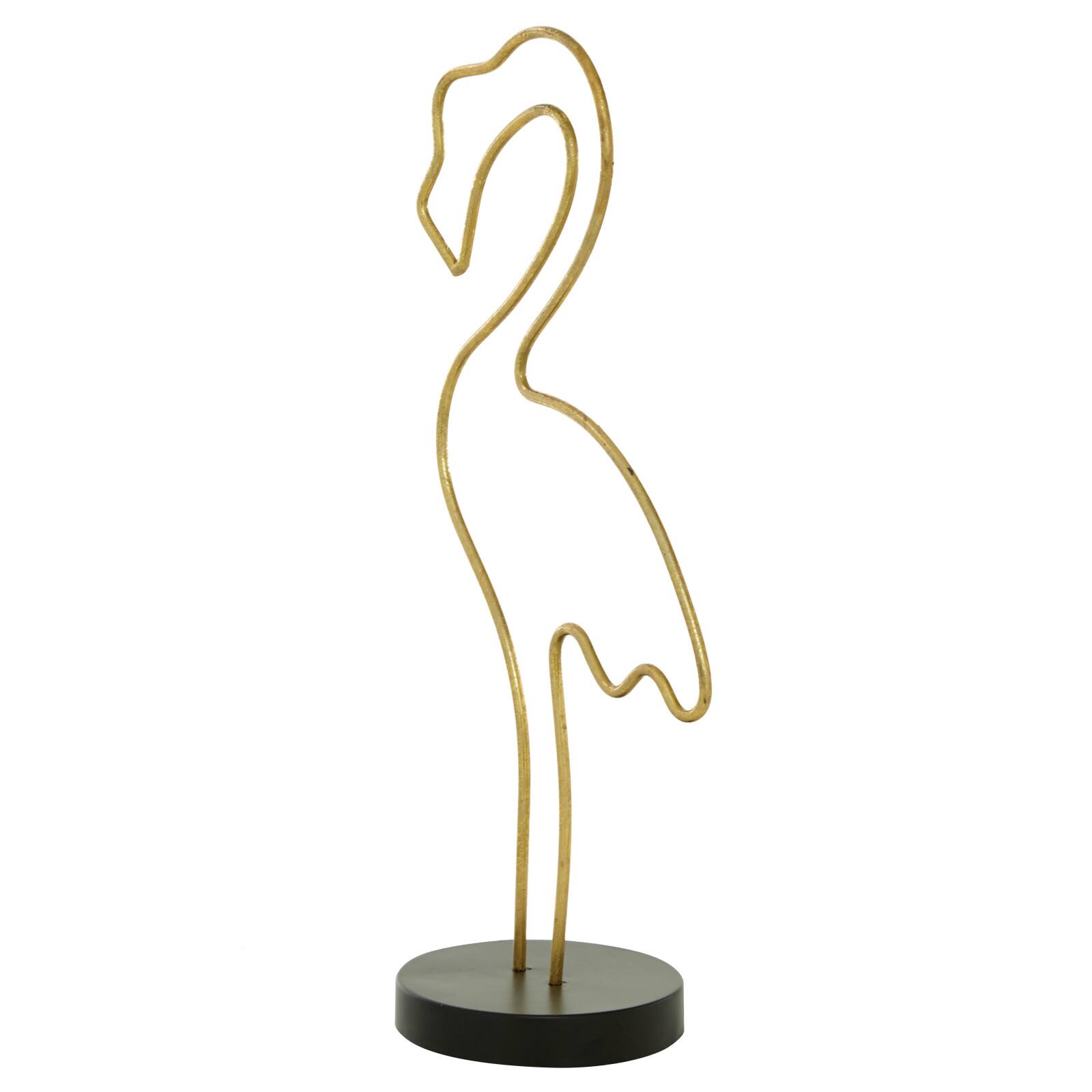 CosmoLiving by Cosmopolitan 18" Gold Contemporary Flamingo Sculpture