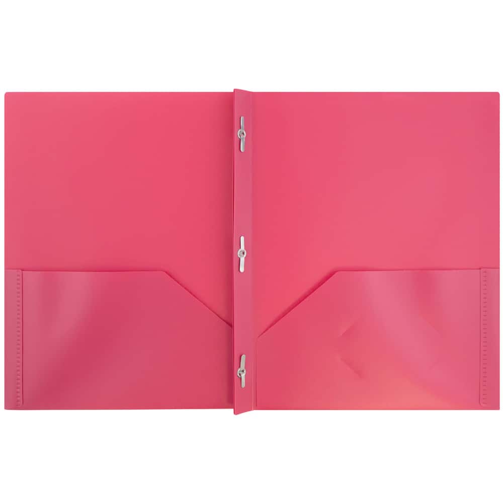 JAM Paper 9.5" x 11" Plastic 2 Pocket School POP Folders with Clasps, 6ct.
