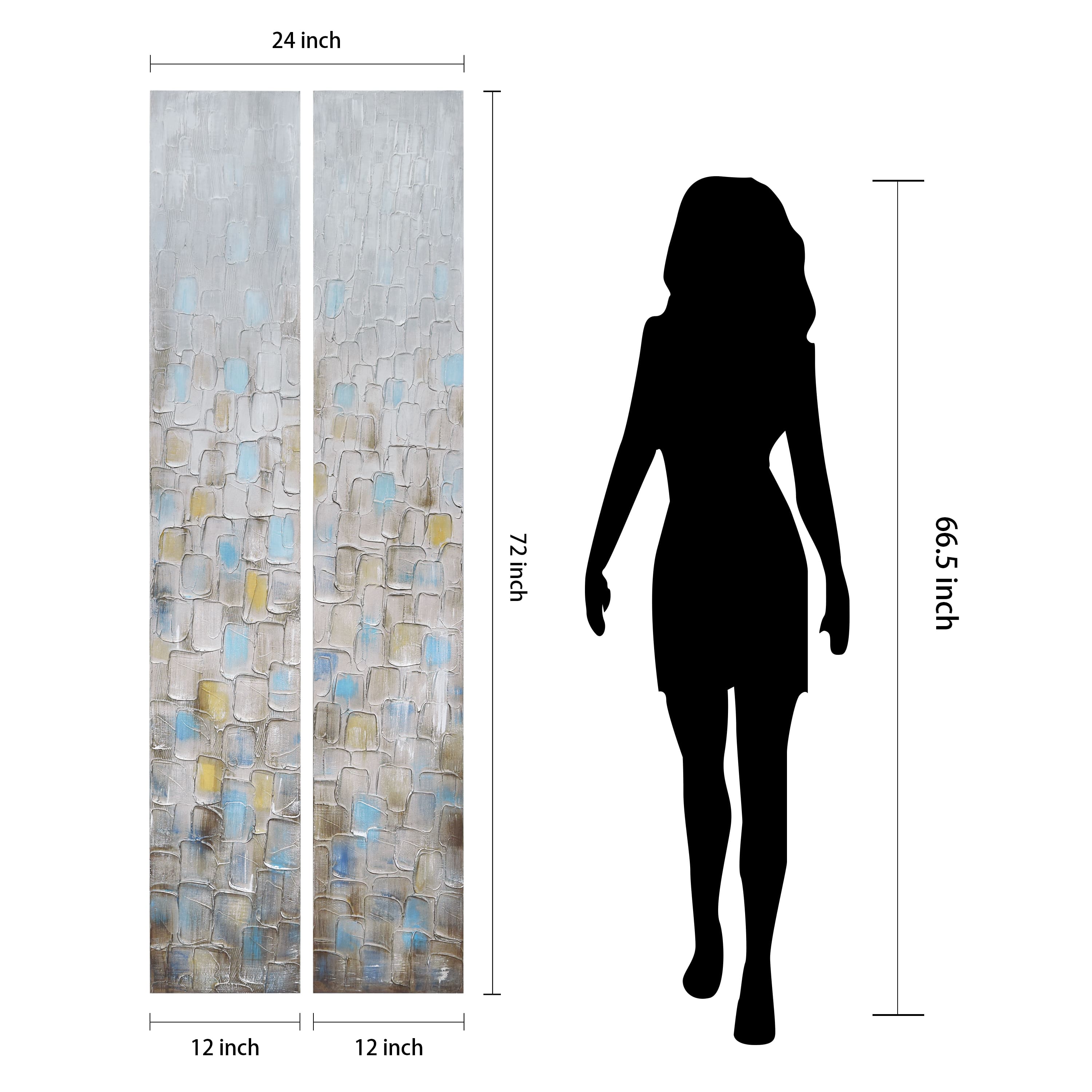 Empire Art Direct 72" x 12" Cosmopolitan Textured & Metallic Hand Painted Canvas Wall Art, 2ct.
