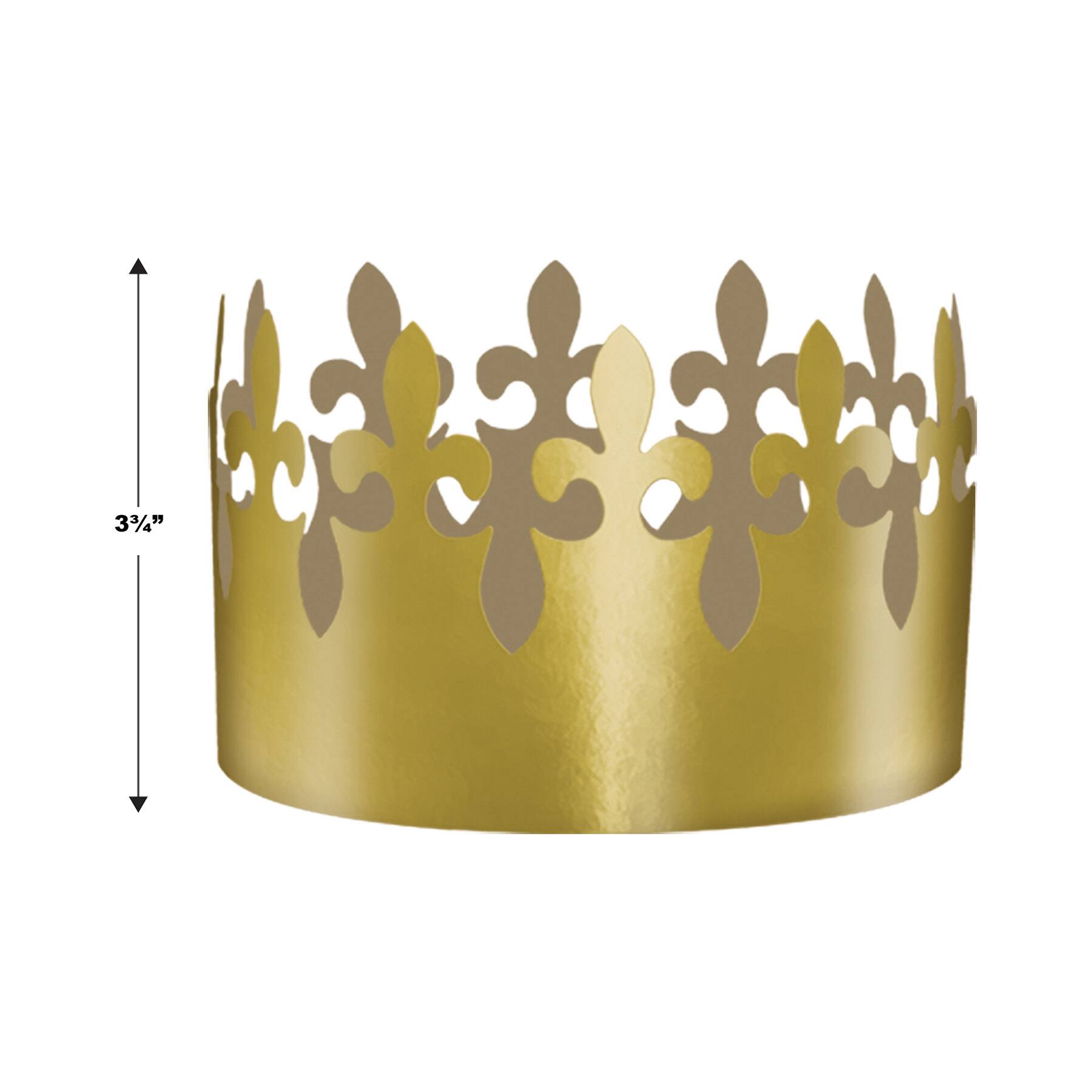 Beistle 3.75" Adjustable Gold Foil Fleur De Lis Crowns, 9ct.