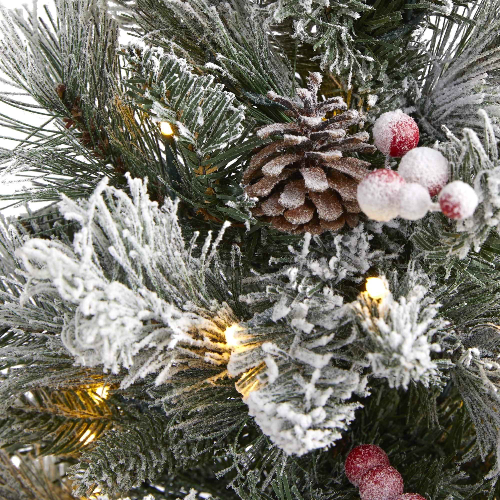 2ft. Pre-Lit Flocked Pinecones & Berries Artificial Christmas Tree with Clear LED Lights