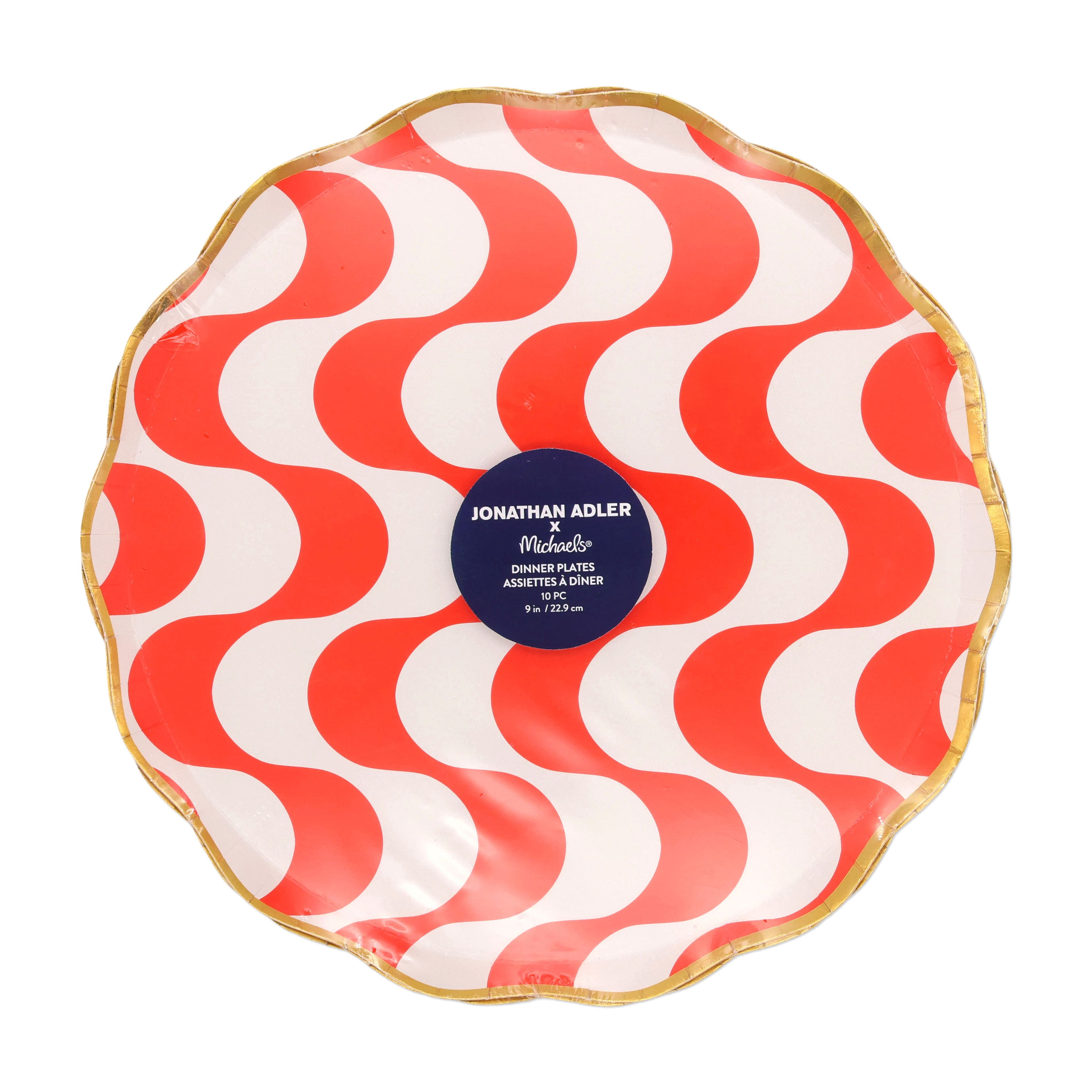 Jonathan Adler x Michaels 9" Red Wave Paper Plates, 10ct.