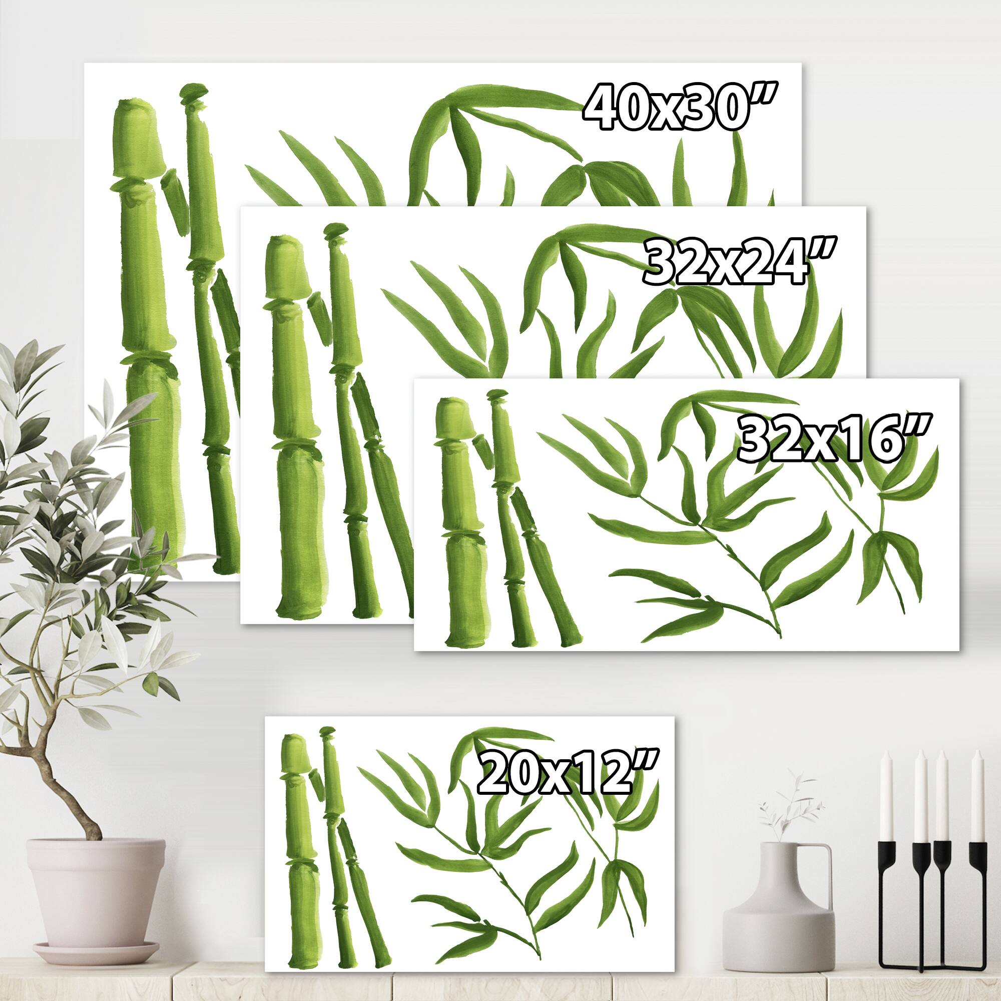 Designart - Bamboo Branches In The Forest IV - Tropical Canvas Wall Art Print
