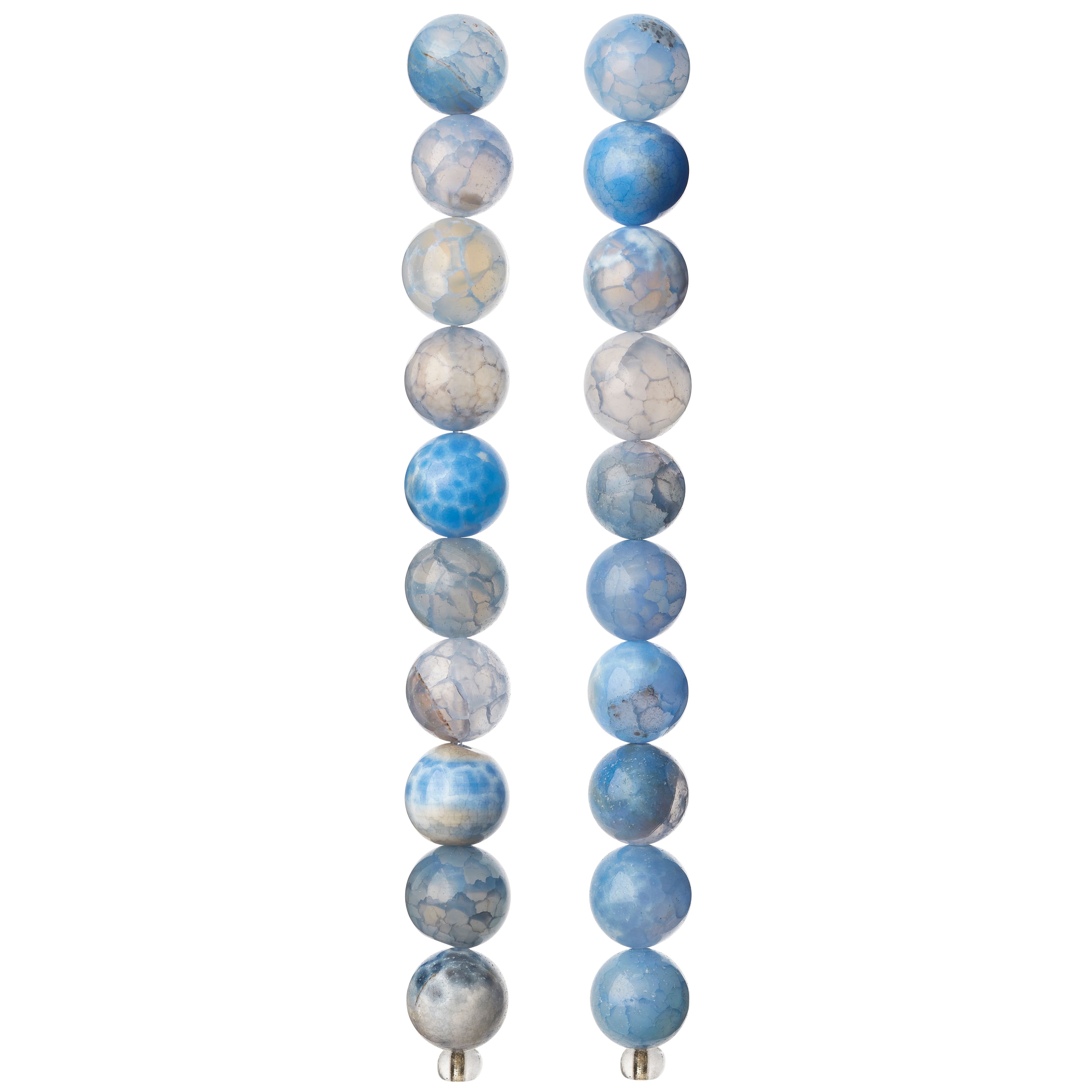 12 Pack:  Blue Crackle Agate Round Beads, 10mm by Bead Landing™