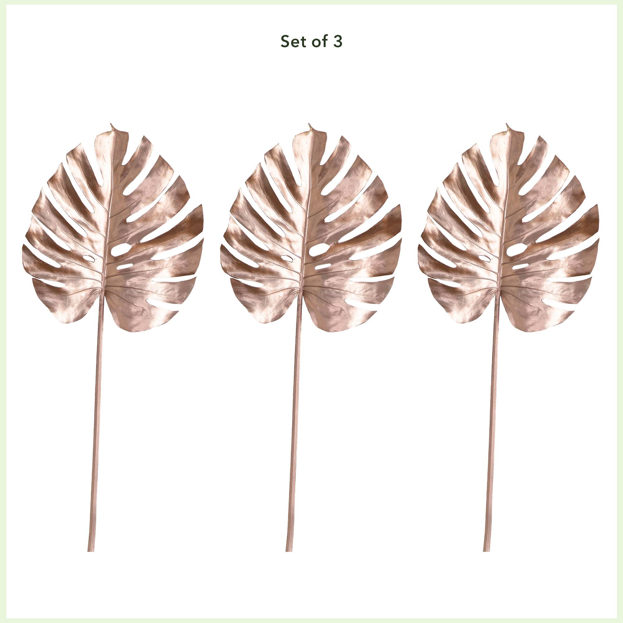 41" Rose Gold Monstera Leaf Stems, 3ct.