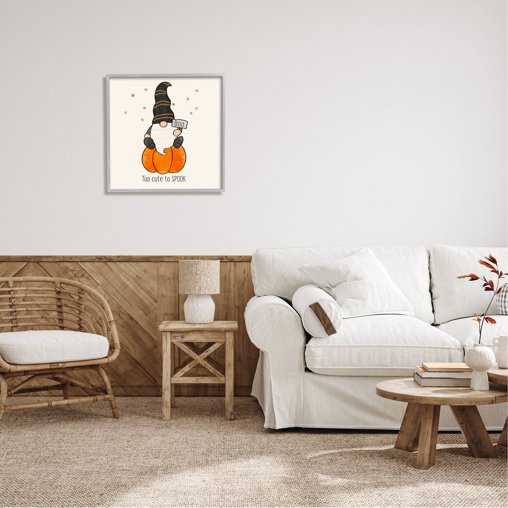 Stupell Industries Too Cute To Spook Gnome Phrase Framed Giclee Art