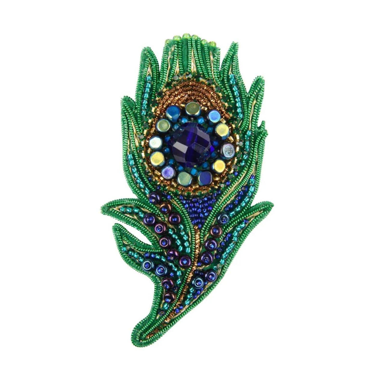 Charivna Mit Peacock Feather Brooch Crystal Art Beadwork Kit
