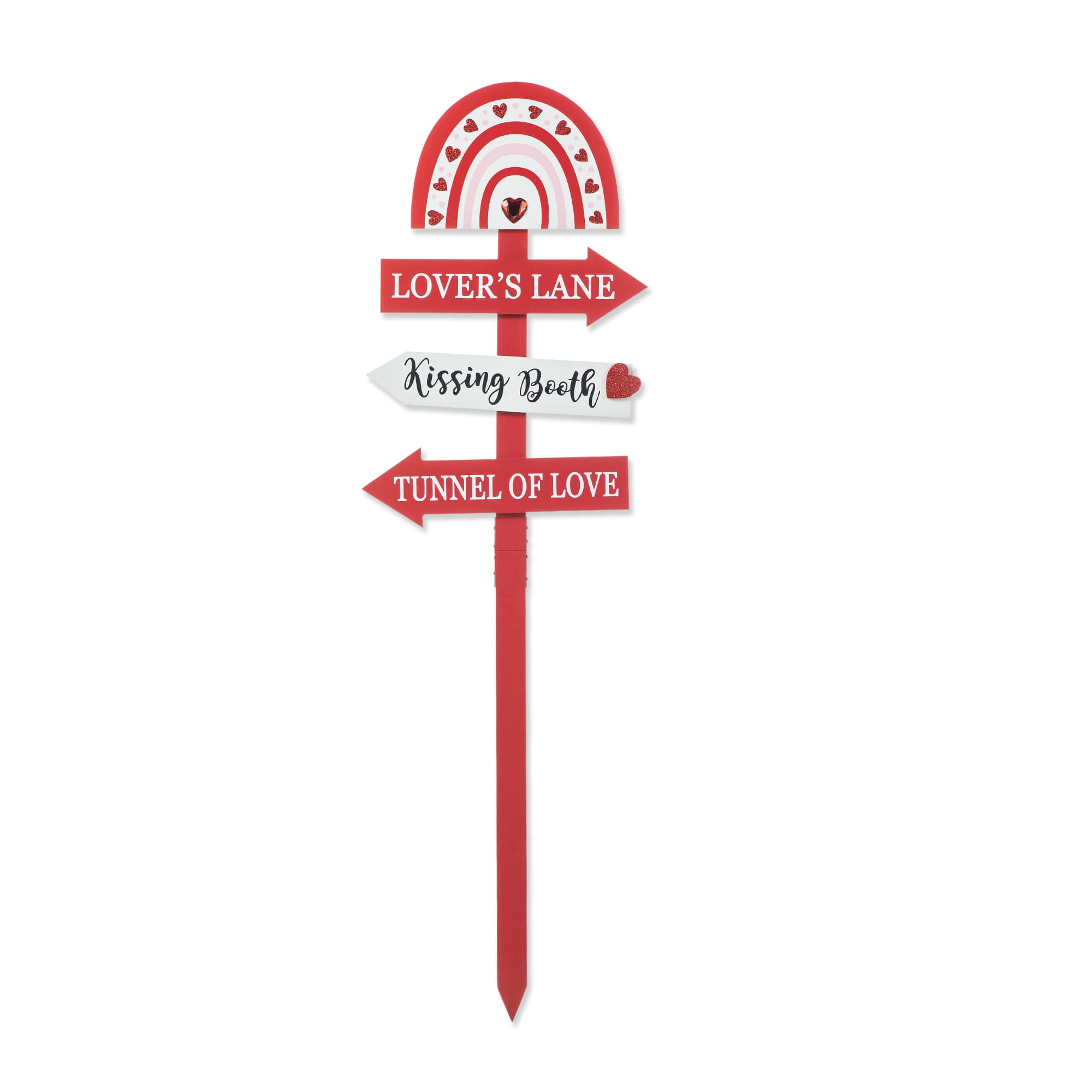 Glitzhome® 41.75" Valentine's Wooden Rainbow Word Sign Patch & Yard Stake