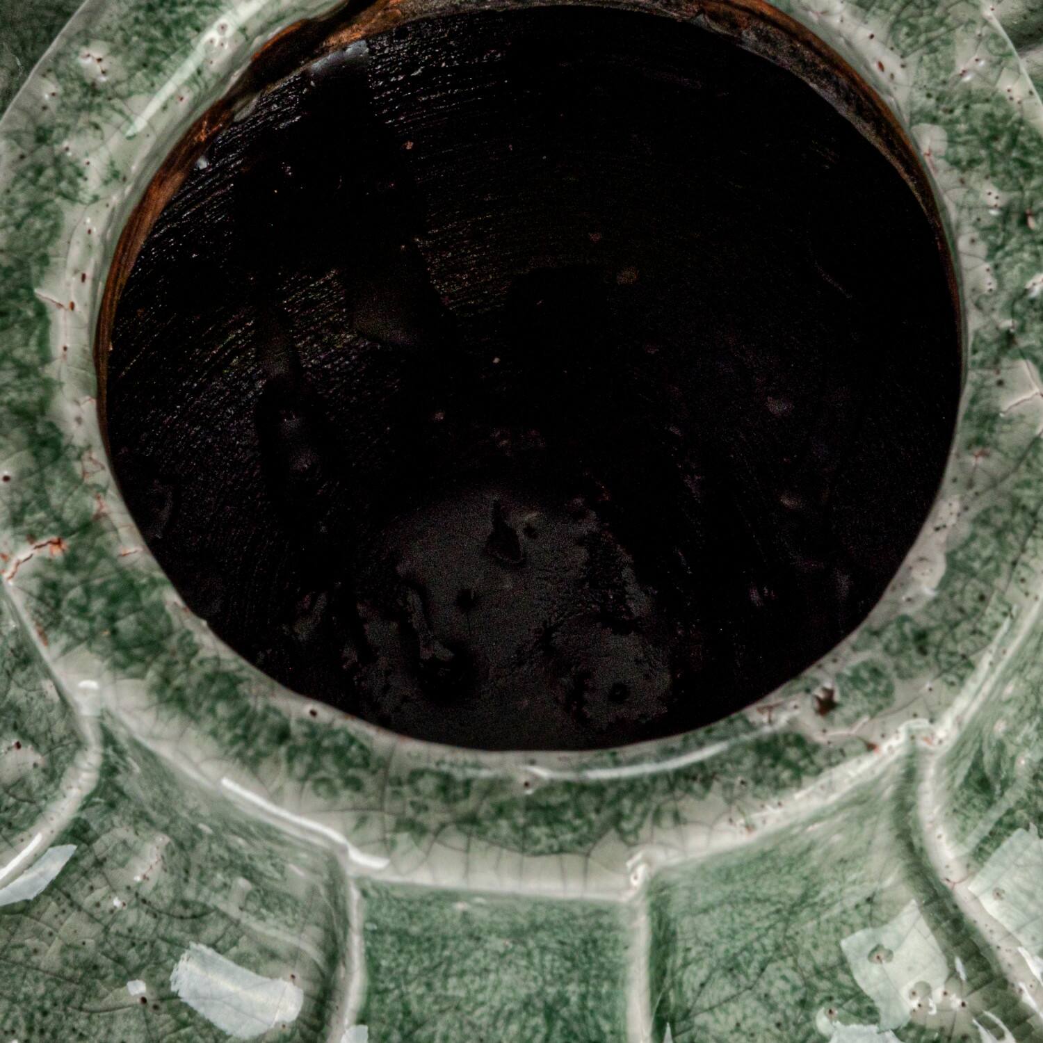 Hello Honey® 9" Green Crackle Glaze Terra Cotta Vase Planter with Embossed Lines