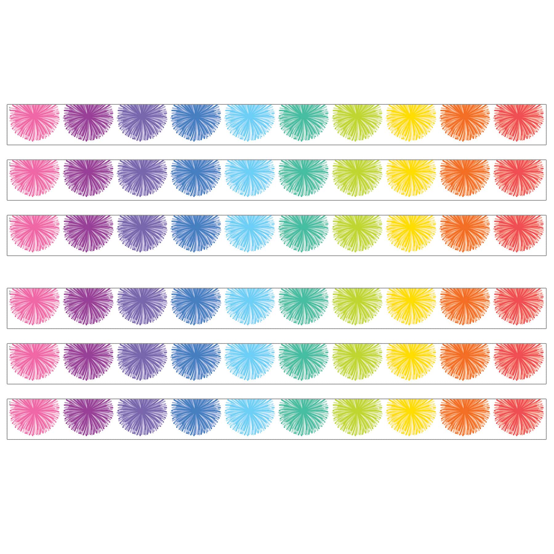 Teacher Created Resources® Colorful Poms Scalloped Die-Cut Border Trim, 6 Packs of 12