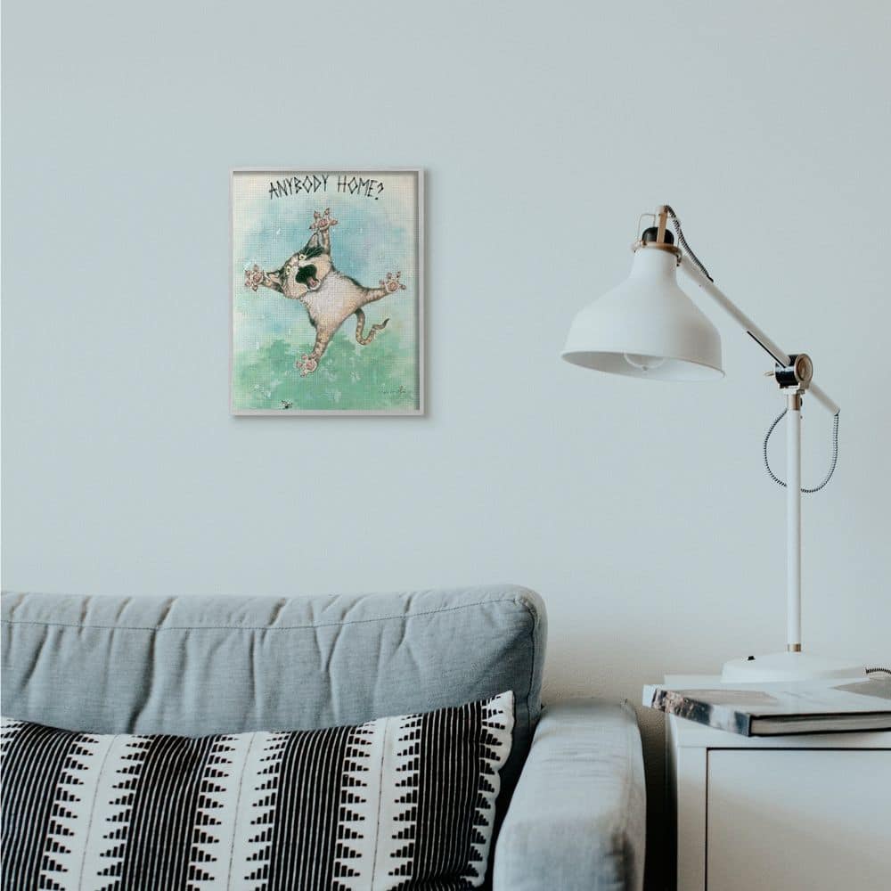Stupell Industries Anybody Home Funny Cat Cartoon Pet Design Framed Wall Art