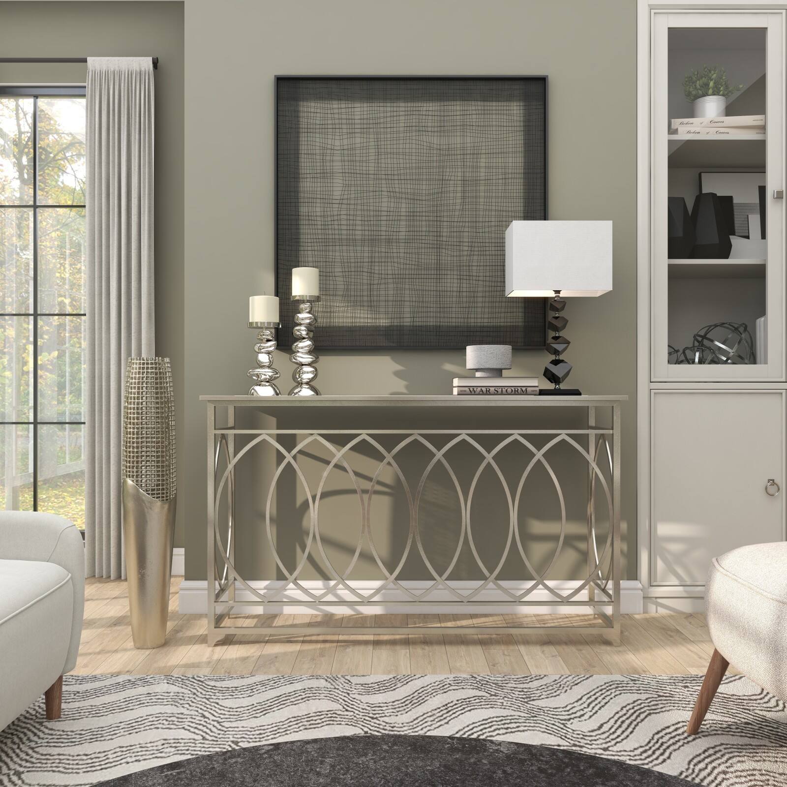 3ft. Silver Aluminum Grid Inspired Vase with Open Frame Design