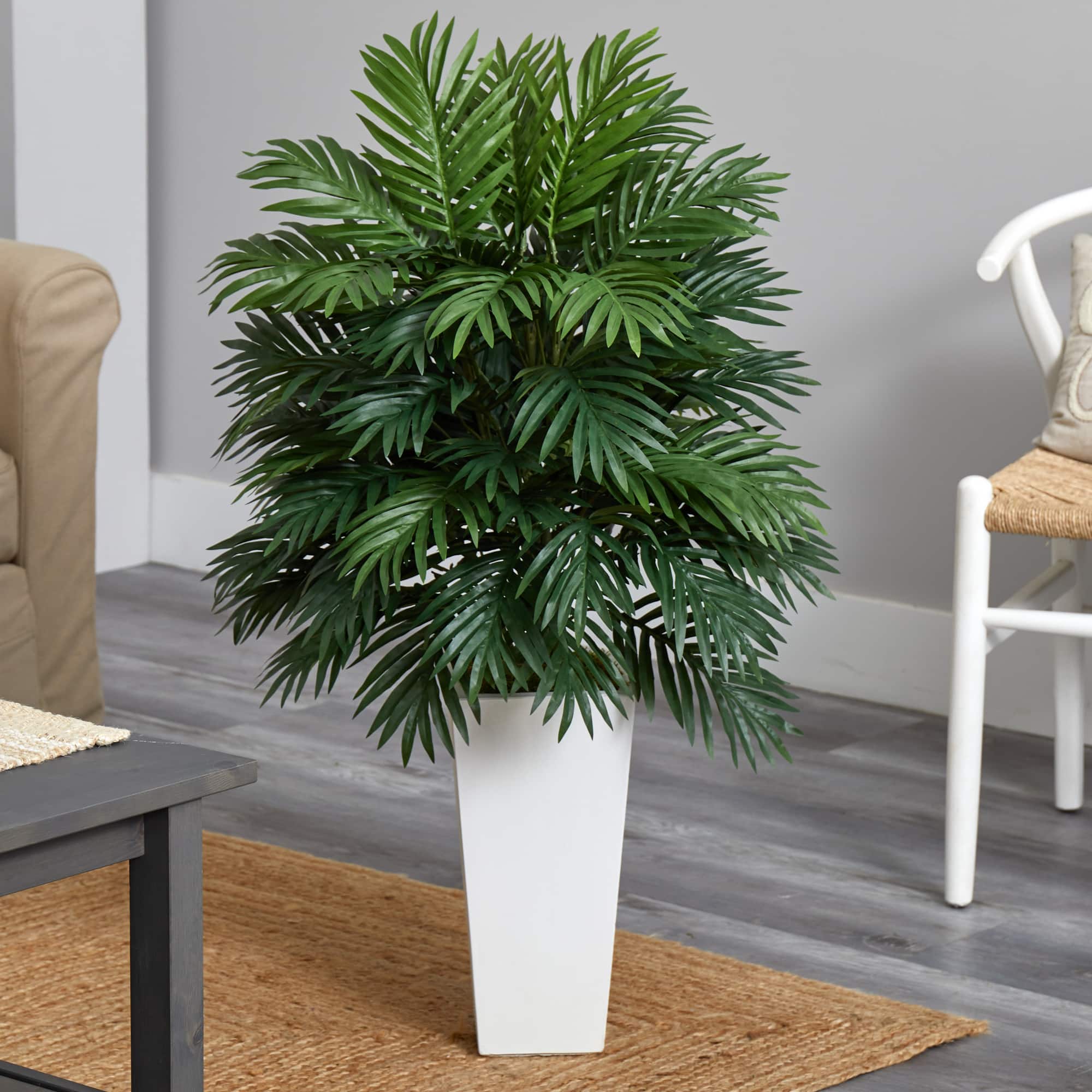 3.5ft. Areca Palm Artificial Plant in White Tower Planter