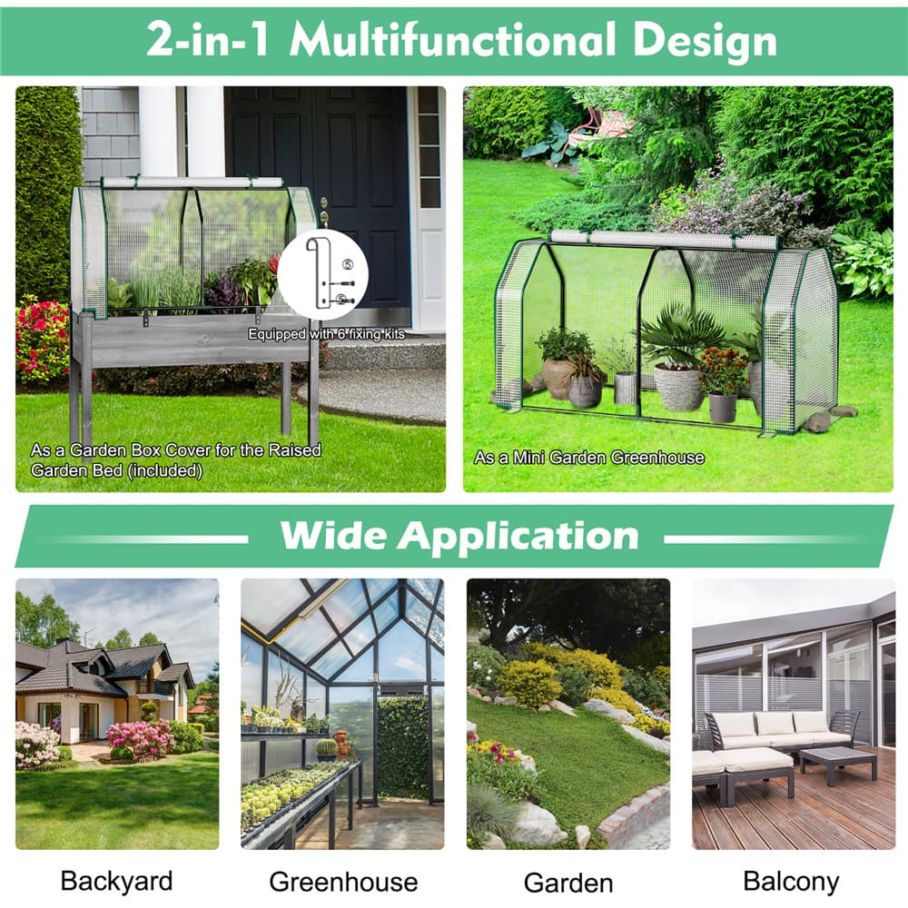 Costway 47" x 24" Portable Mini Greenhouse with 2 Zipper Doors & Ground Stakes