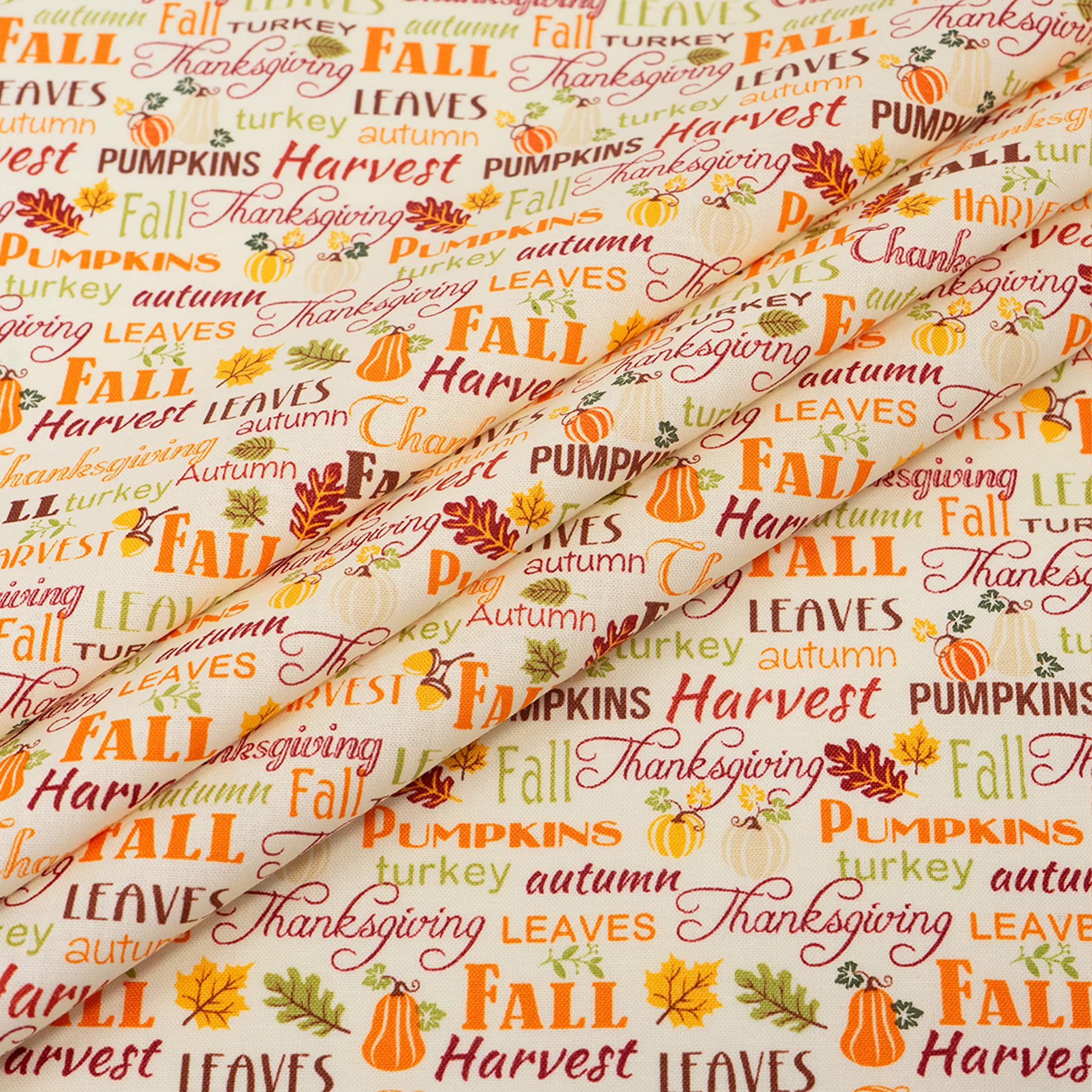 SINGER Fall Words Print Cotton Fabric
