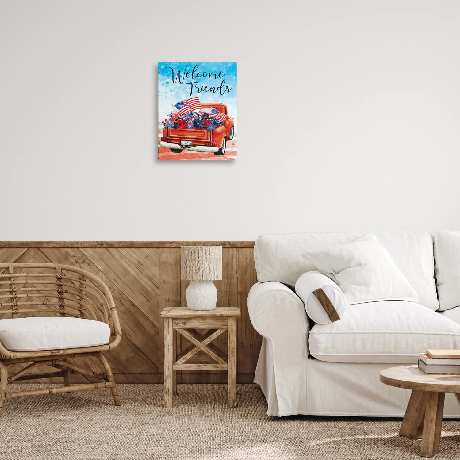 Stupell Industries Welcome Friends Americana Pickup Truck Canvas Wall Art