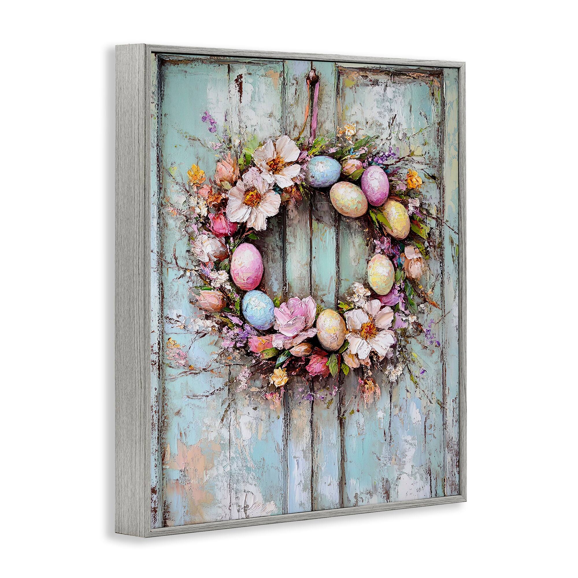 Stupell Industries Rustic Easter Egg Wreath Frame Giclée Wall Art