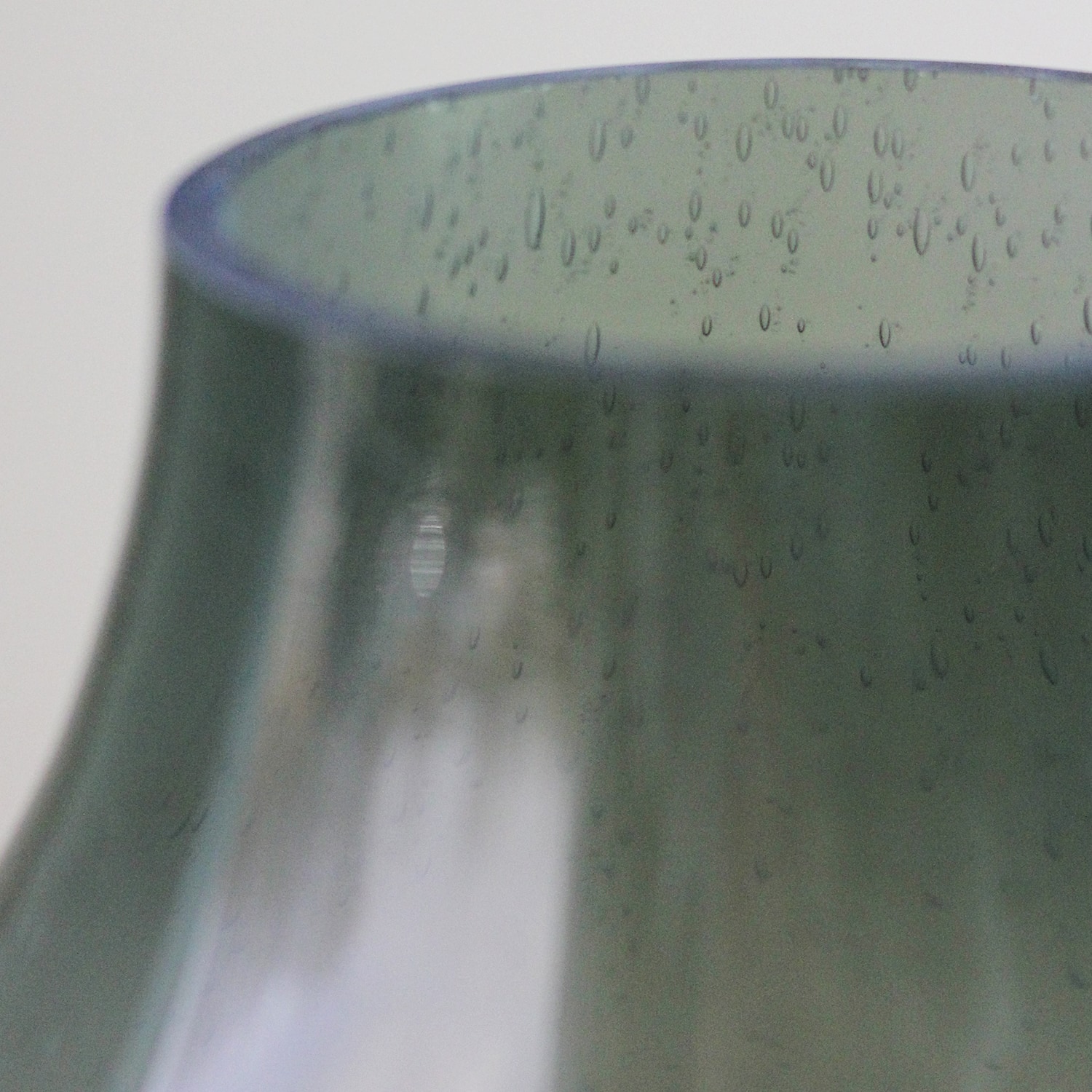 8" Storm Gray Bubble Glass Pillar Candle Holder with Wooden Base