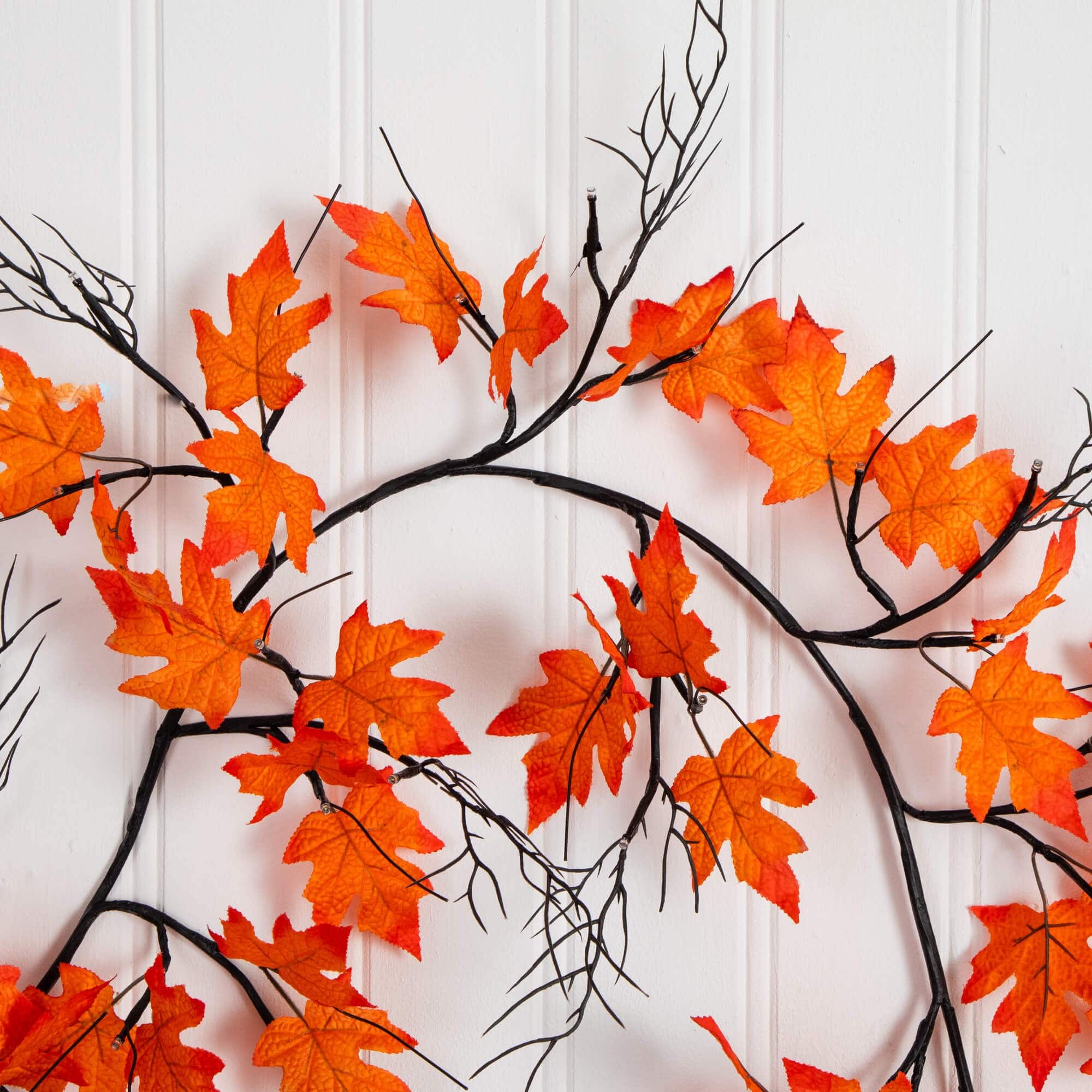 6ft. Pre-Lit Autumn Maple Artificial Fall Garland with 54 Warm White LED Lights