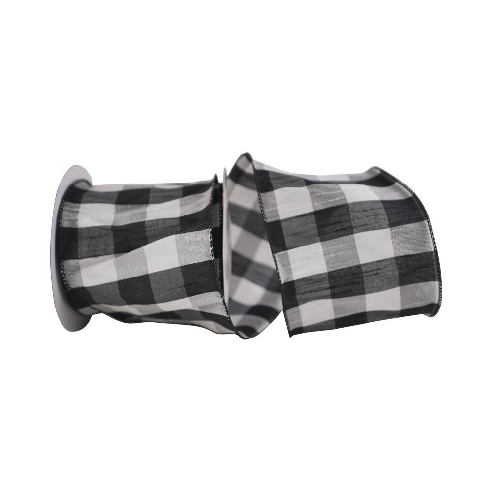 JAM Paper 4" x 10yd. Dupioni Check Grande Wired Ribbon