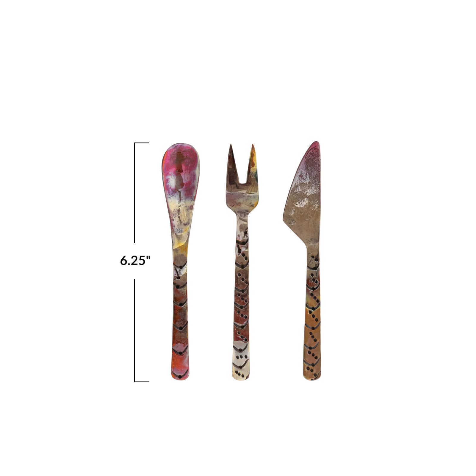 Hello Honey 3-Piece Hand-Forged Copper Appetizer Set, Burnt Finish