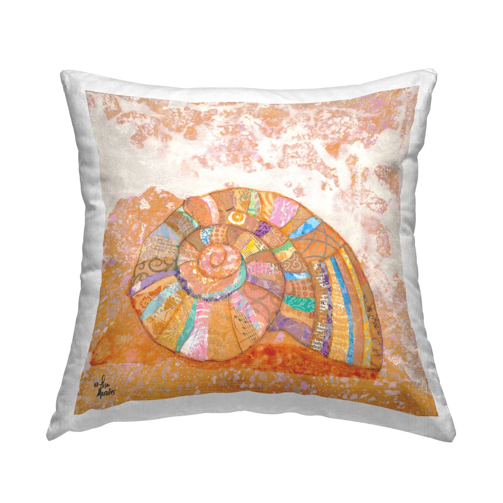 Stupell Industries Nautical Spiral Seashell Sea Life Throw Pillow, 18" x 18"