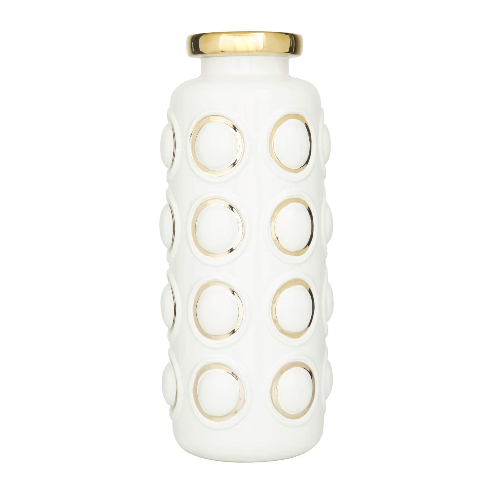 White Stoneware Contemporary Vase, 16" x 6" x 7"