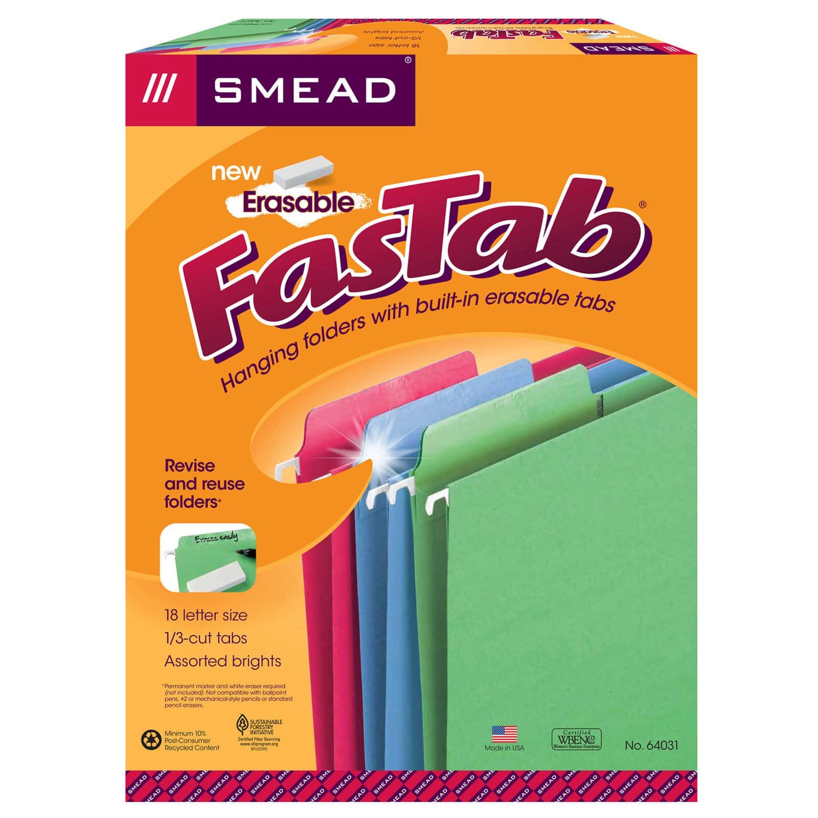 Smead® Erasable FasTab® Hanging File Folders, 18ct.