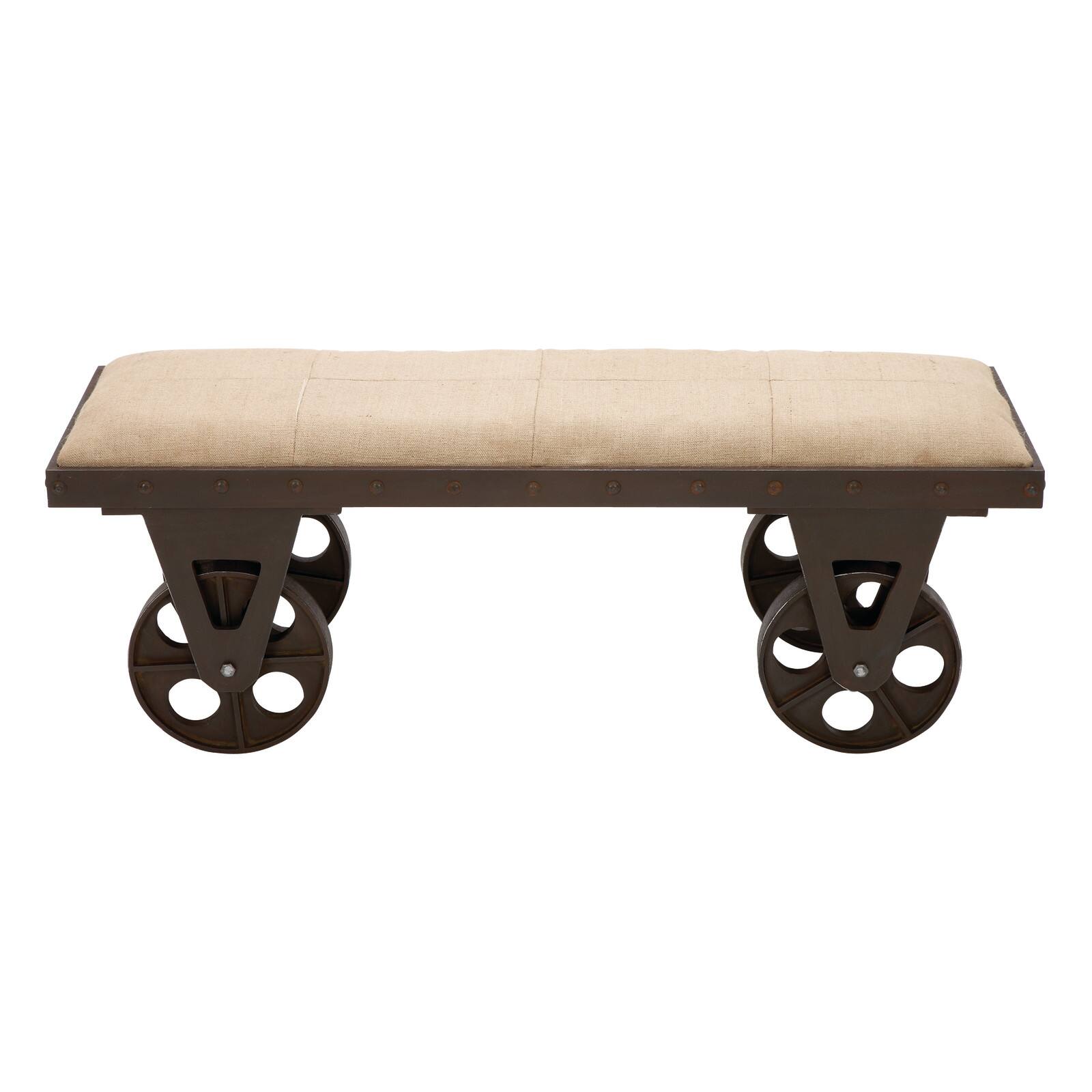 Brown Wood & Metal Industrial Bench