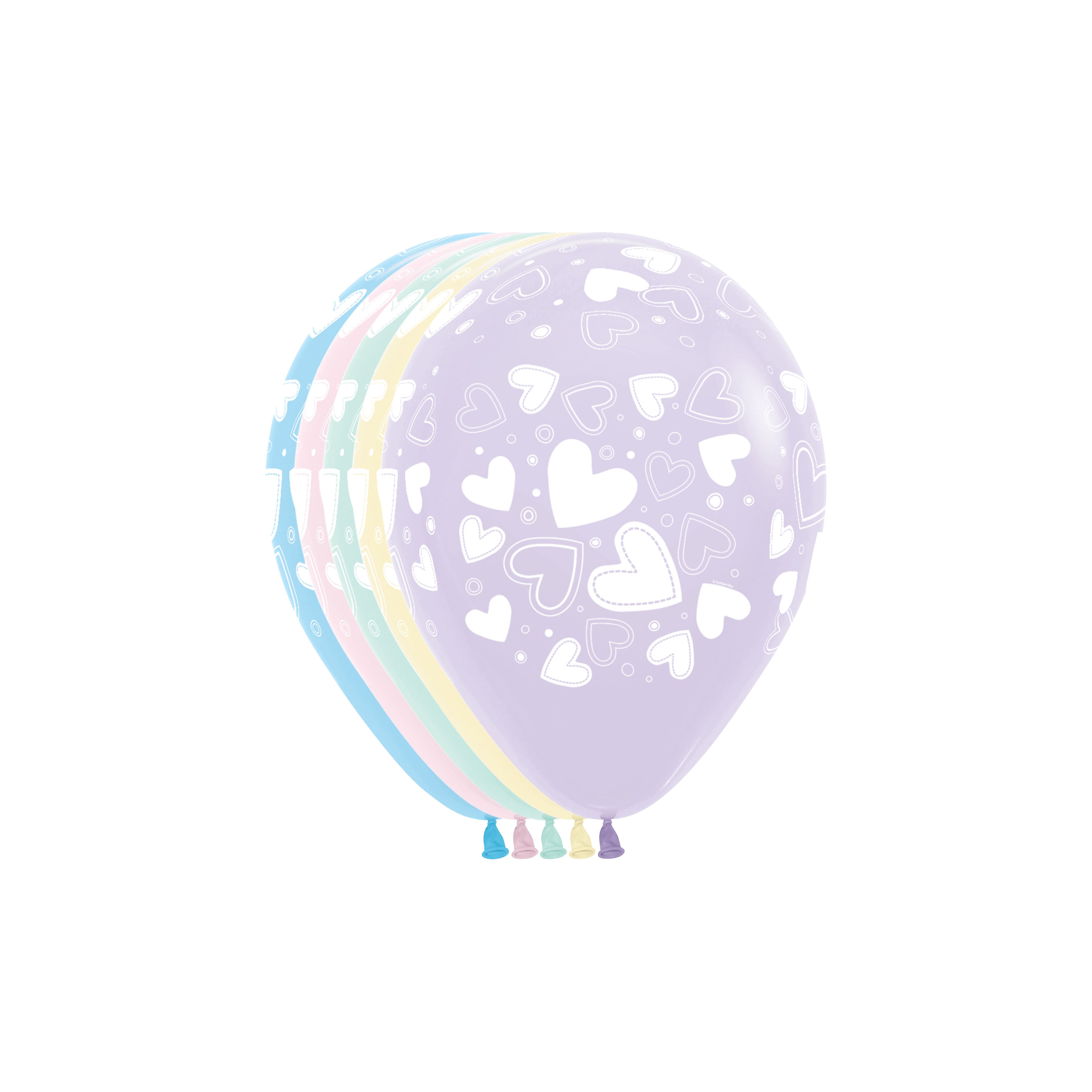 Assortiment de ballons en latex pastel à motif de cœur, 1 unité de 27,9 cm