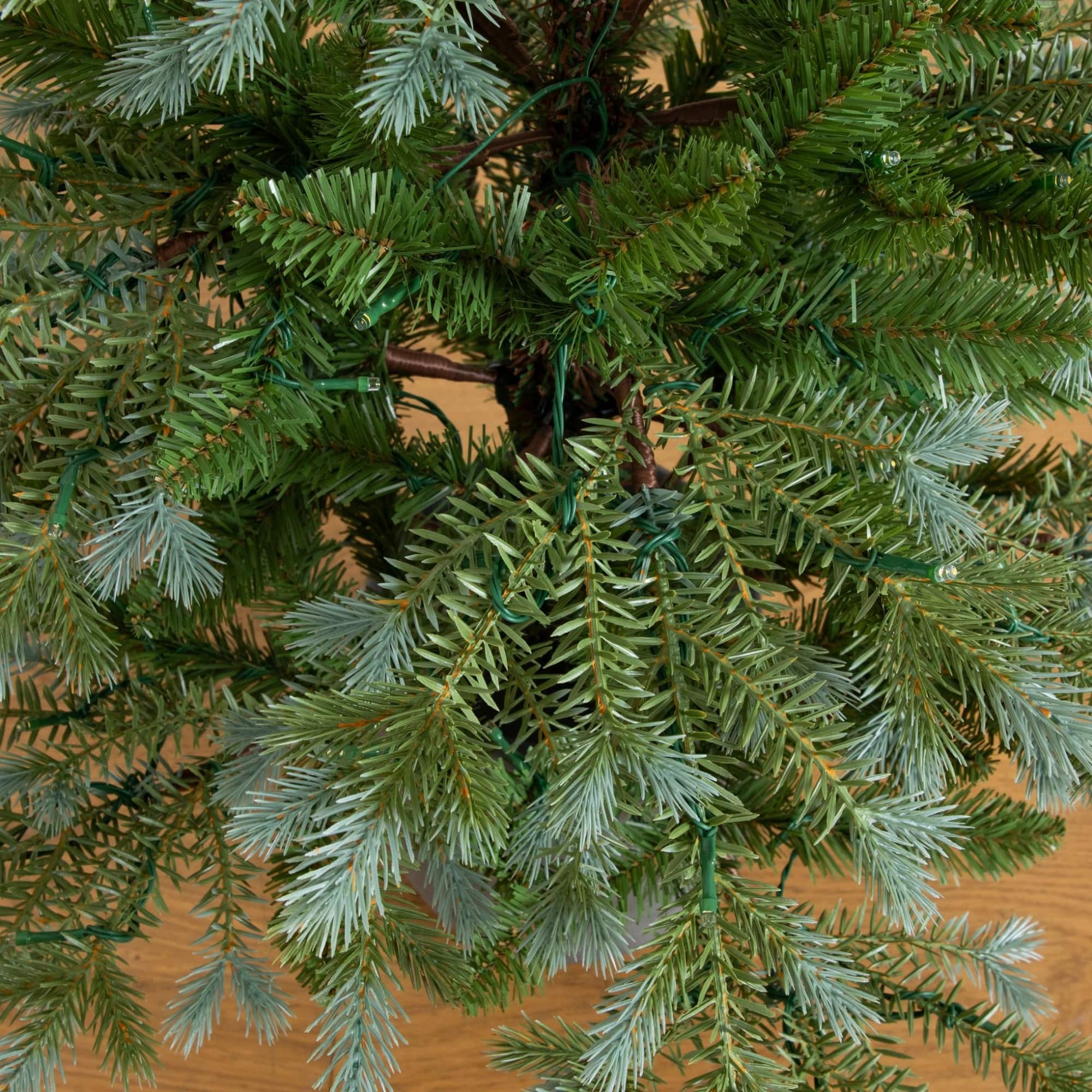 Nearly Natural 4ft. Pre-Lit Artificial Christmas Tree in Gray Ceramic Planter
