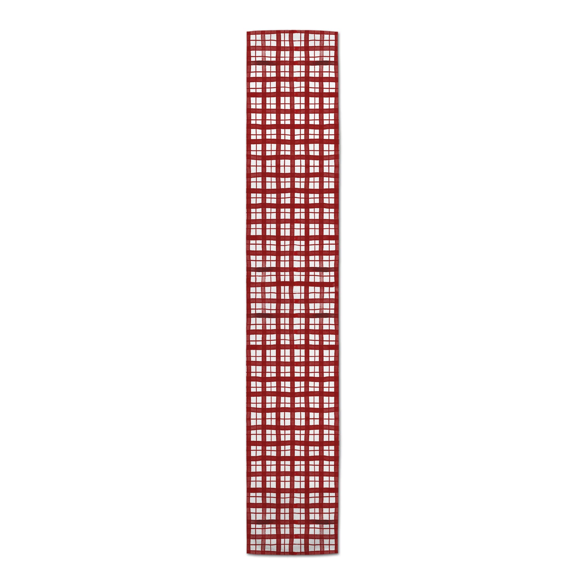 90" Red & White Plaid Poly Twill Runner