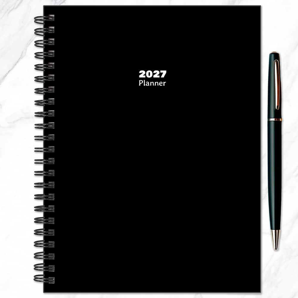 2027 Black Medium Weekly Monthly Planner