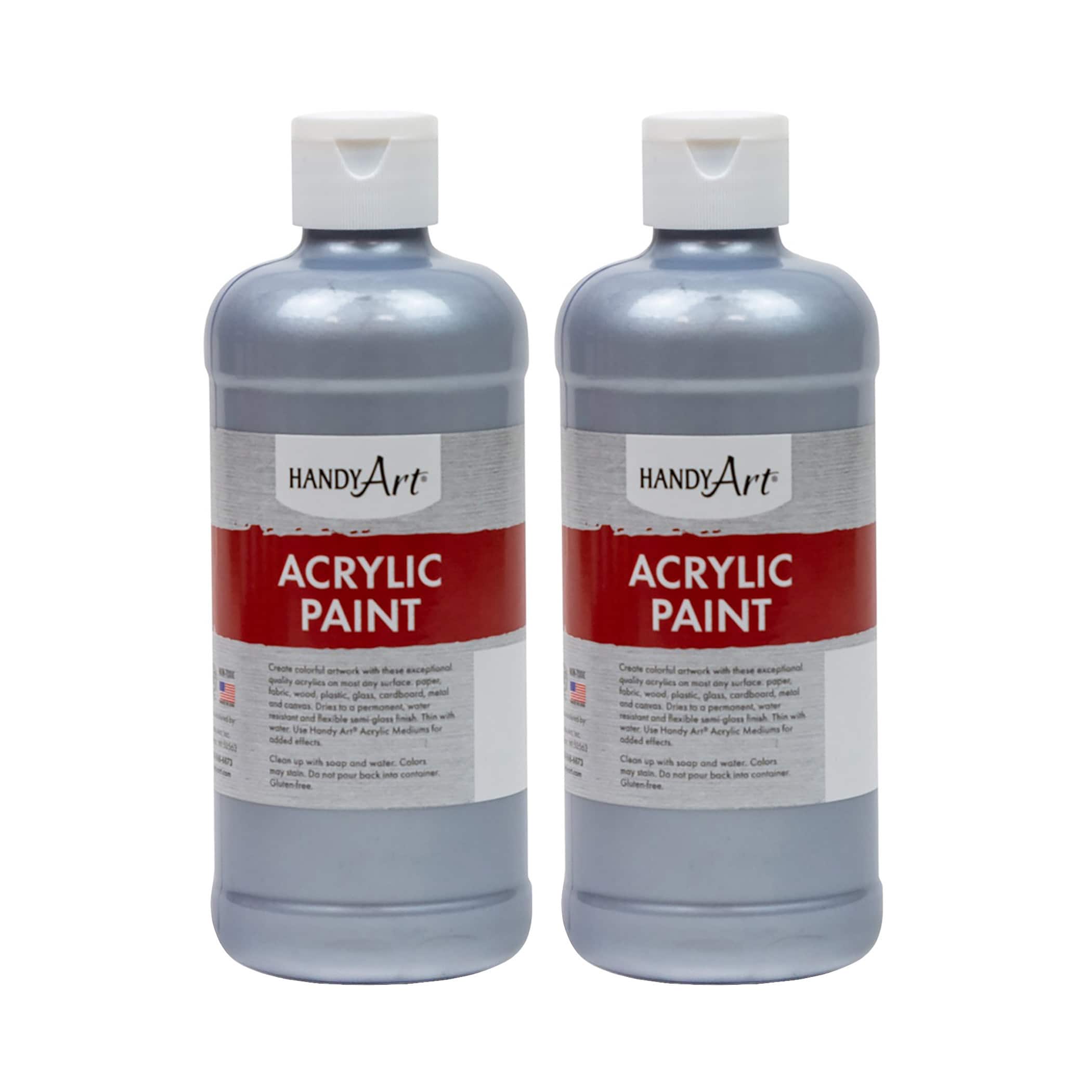 Handy Art® 16 oz Metallic Acrylic Paint, 2ct. in Silver | 16 fl oz | Michaels®