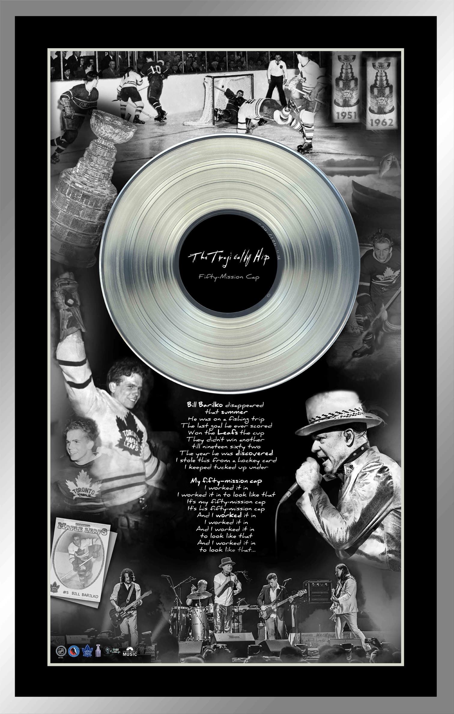 The Tragically Hip and Bill Barilko Framed Collage with Platinum LP 22" x 34"