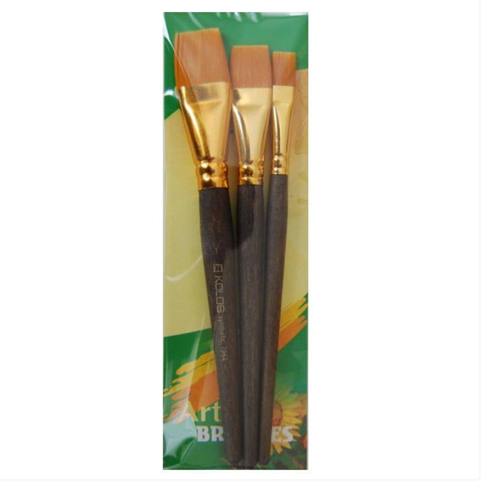 Kolos 3 Pieces Synthetic Flat Paint Brushes Set 7064