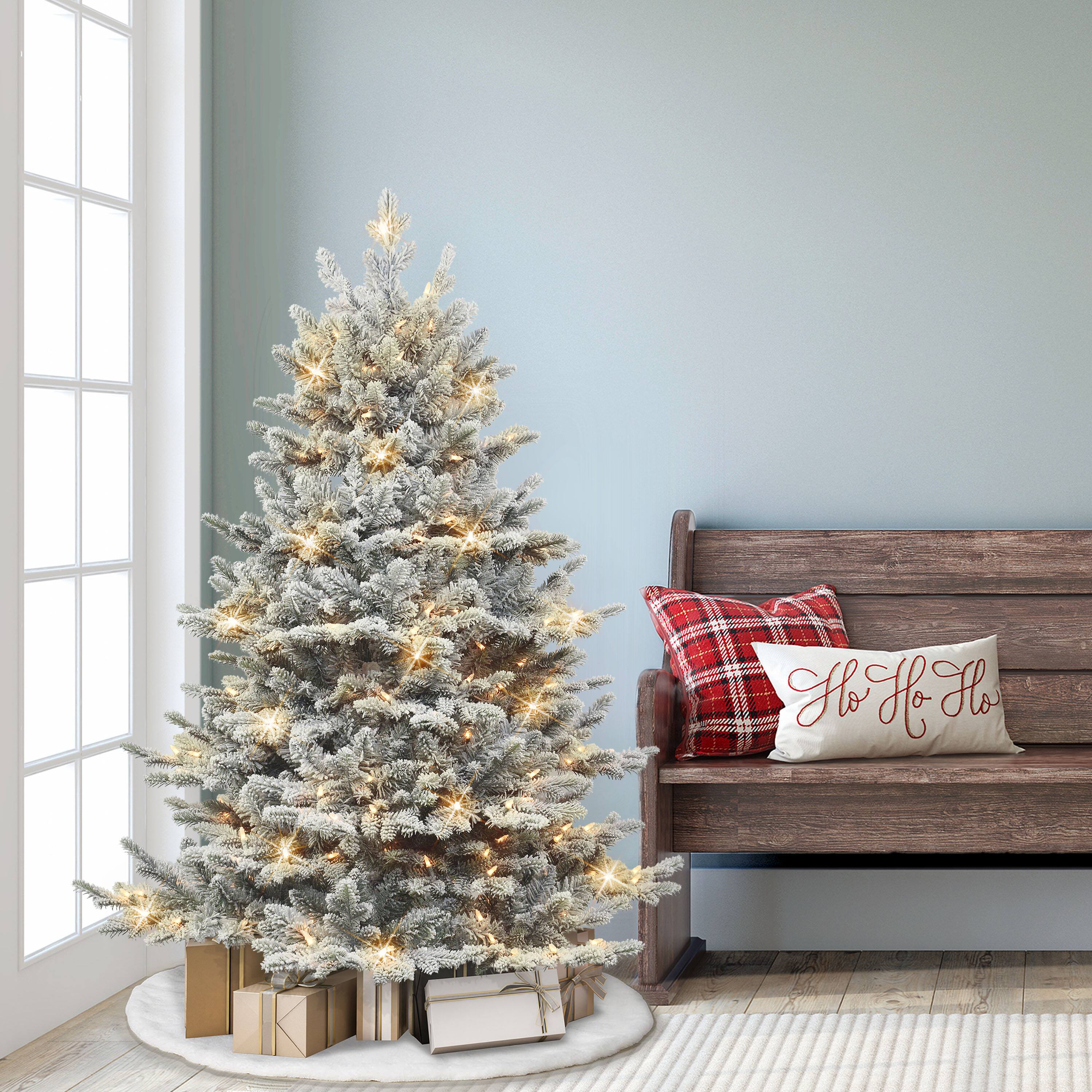 6 Pack: 4.5ft. Pre-Lit Flocked Royal Majestic Douglas Fir Artificial Christmas Tree, Clear Lights