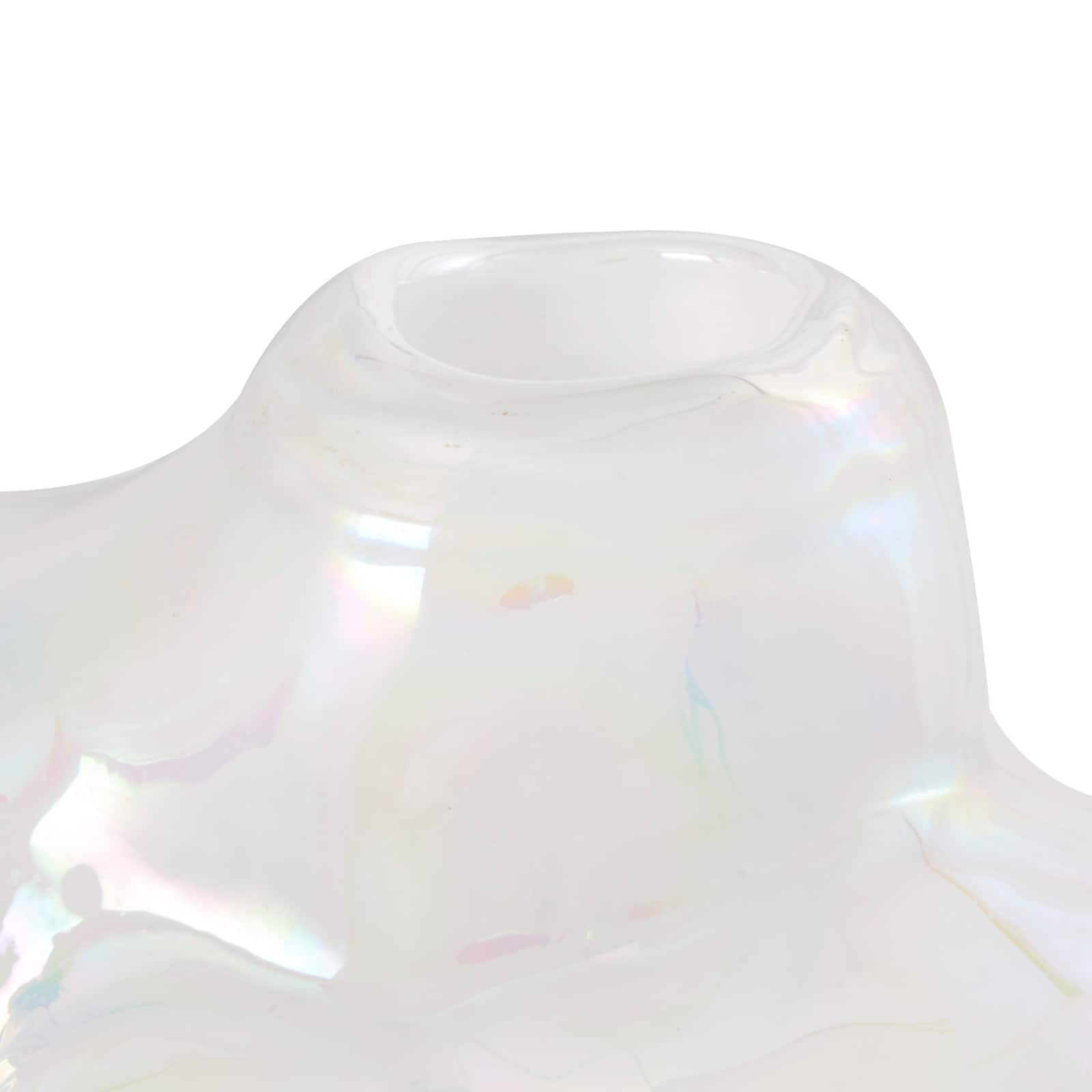 8" Clear Abstract Handmade Bubble Glass Vase