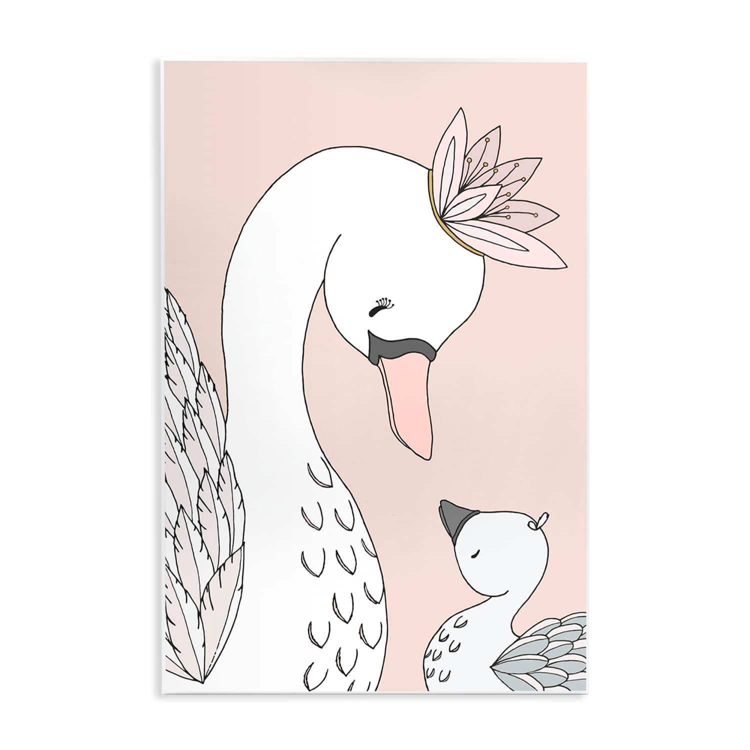 Stupell Industries Mother & Baby Swan Flower Crowns Princess Animals Wall Plaque Art