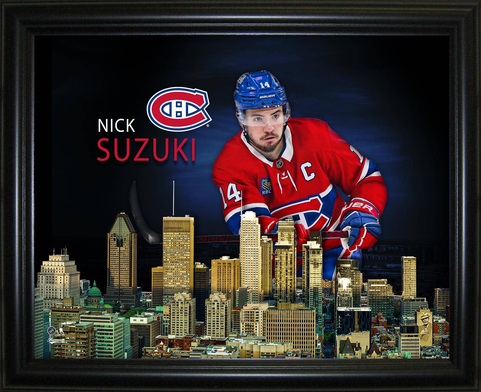 Nick Suzuki 16" x 20" Framed Skyline Print Montreal Canadiens 20" x 16"