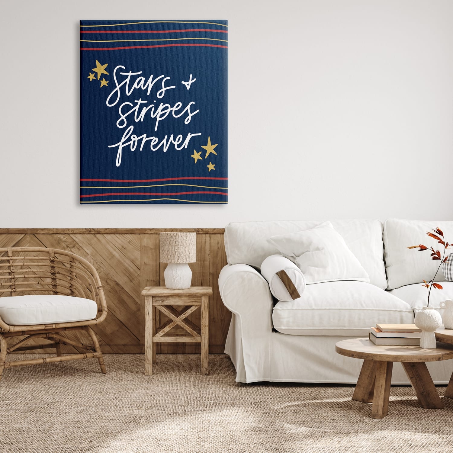 Stupell Industries Stars Stripes Forever Americana Independence Day Canvas Wall Art